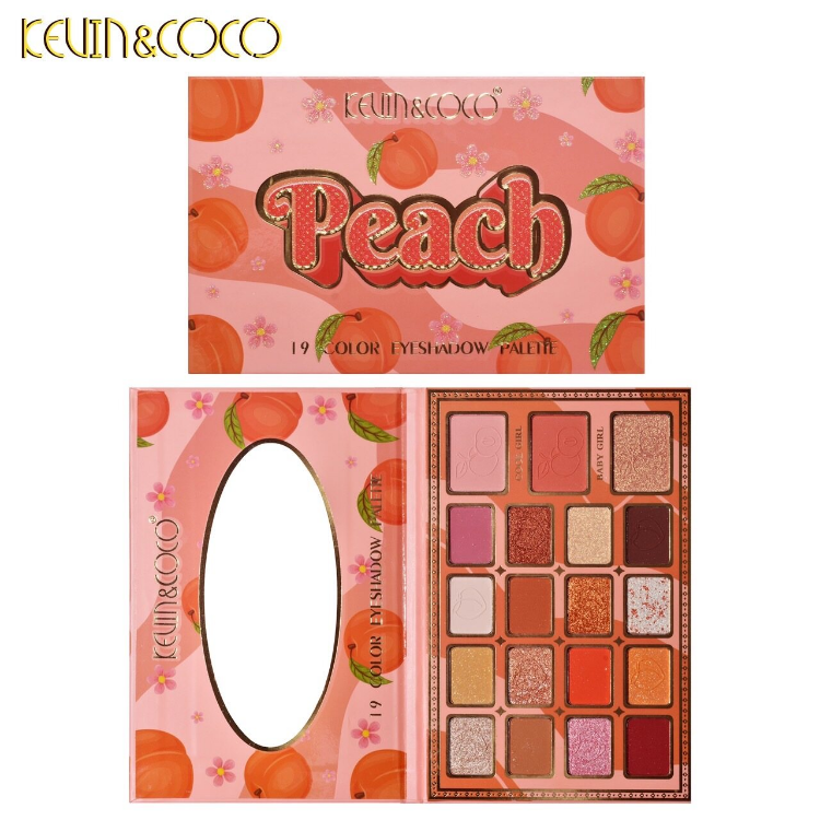 เซตสีส้ม Kevin & Coco 19 Colors eyeshadow palette อายแชโดว์ 19 สี สีสวย โทนสีส้มและโทนสีชมพู ติดทนยาวนาน แมท ชิมเมอร์ กลิตเตอร์